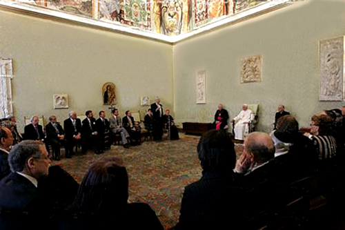 Rabbi Israel Singer addressing benedict XVI